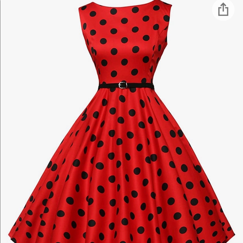 Plus size red polka dot sleeveless dress